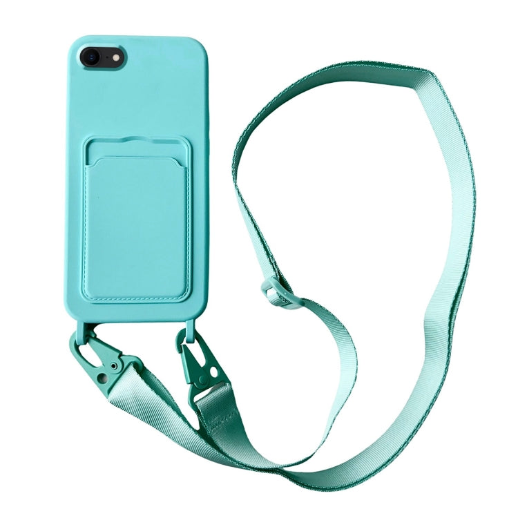 Card Slot Liquid Silicone Phone Case with Lanyard, For iPhone SE 2022 / 2020, For iPhone 13 Pro Max