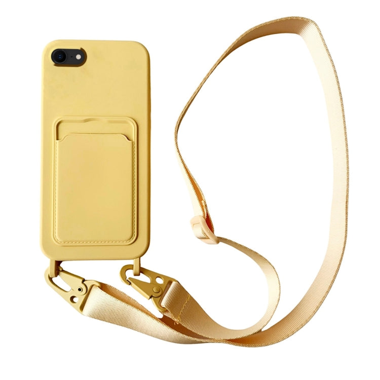 Card Slot Liquid Silicone Phone Case with Lanyard, For iPhone SE 2022 / 2020, For iPhone 13 Pro Max