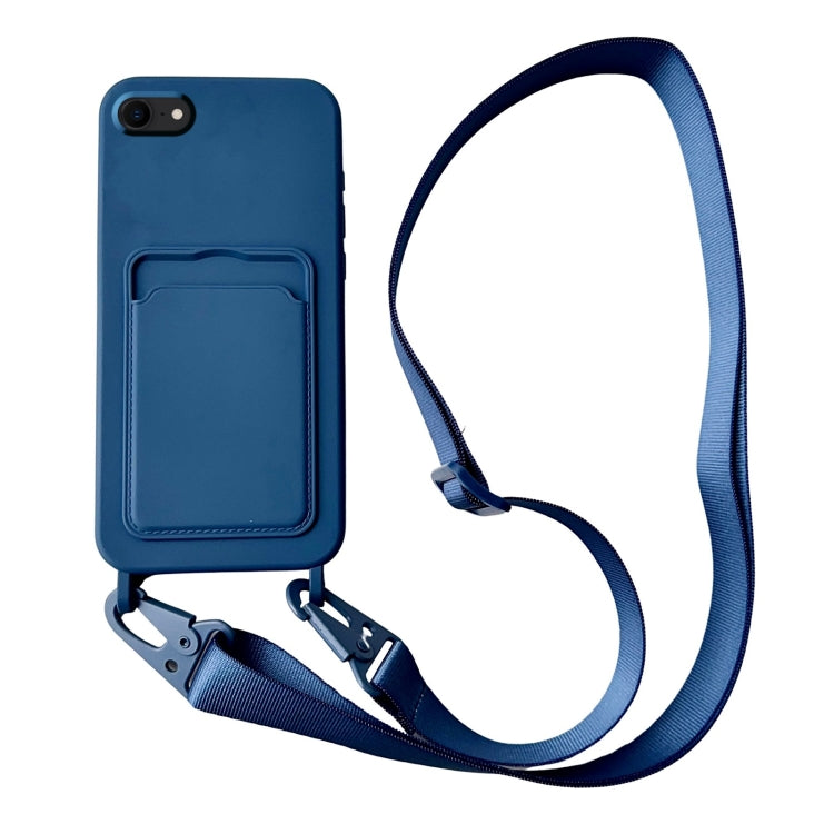 Card Slot Liquid Silicone Phone Case with Lanyard, For iPhone SE 2022 / 2020, For iPhone 13 Pro Max