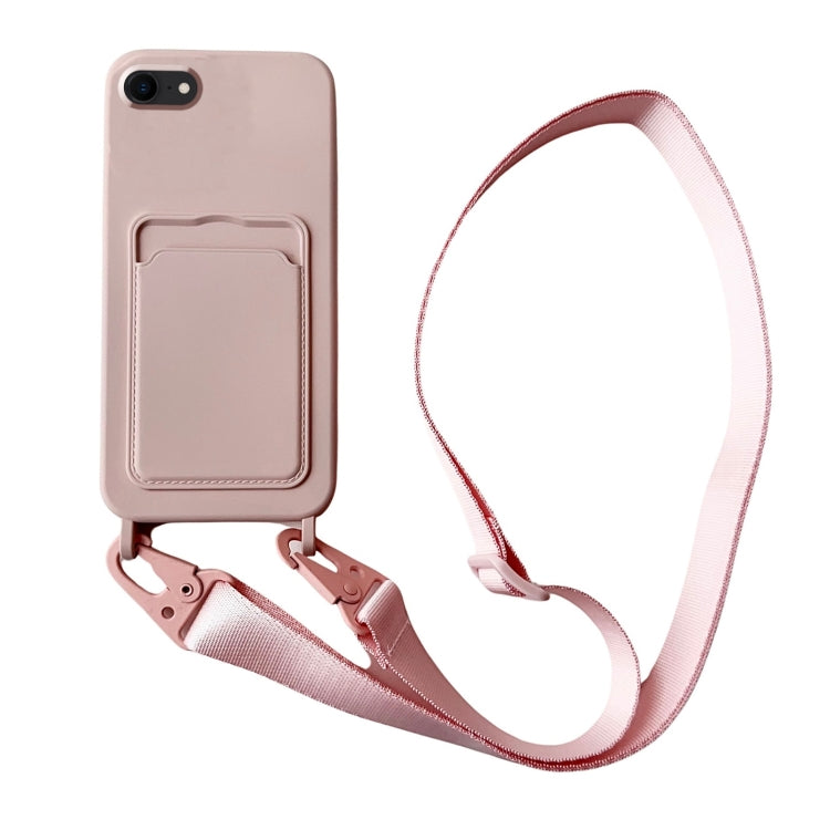 Card Slot Liquid Silicone Phone Case with Lanyard, For iPhone SE 2022 / 2020, For iPhone 13 Pro Max