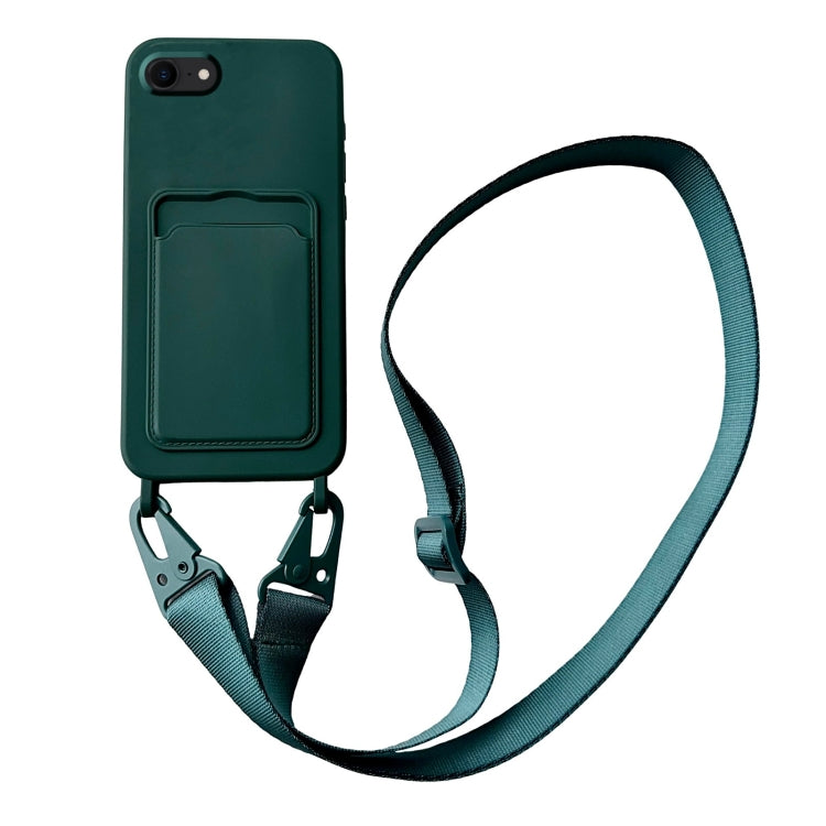 Card Slot Liquid Silicone Phone Case with Lanyard, For iPhone SE 2022 / 2020, For iPhone 13 Pro Max