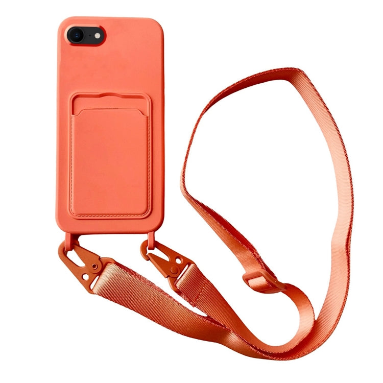 Card Slot Liquid Silicone Phone Case with Lanyard, For iPhone SE 2022 / 2020, For iPhone 13 Pro Max