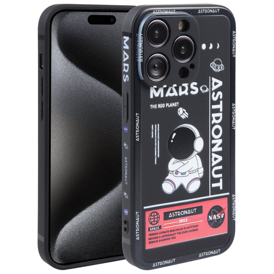 Astronaut Pattern Silicone Straight Edge Phone Case, For iPhone 15 Pro Max, For iPhone 15 Pro
