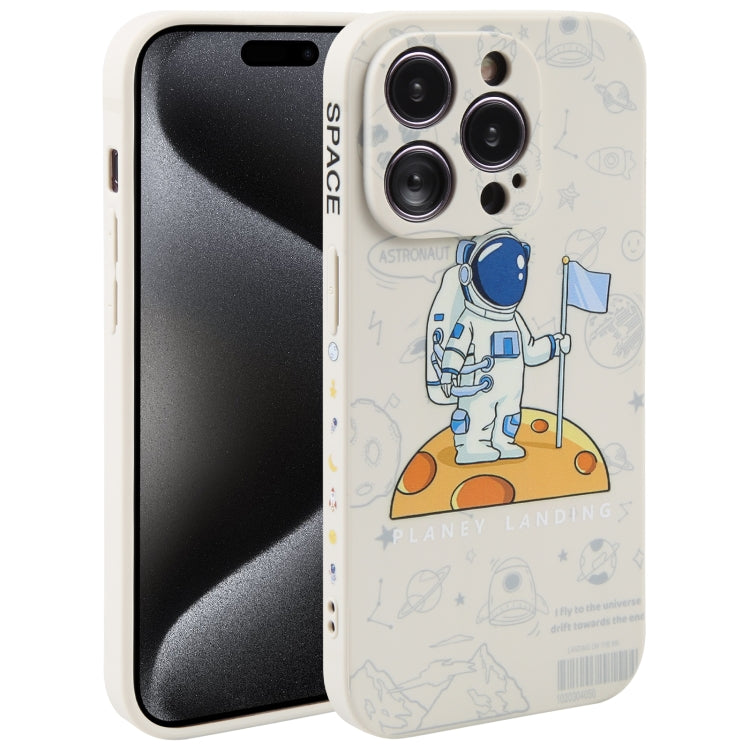 Astronaut Pattern Silicone Straight Edge Phone Case, For iPhone 16, For iPhone 15 Pro Max, For iPhone 15 Pro