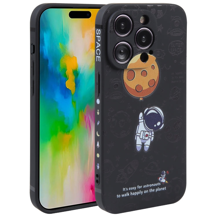 Astronaut Pattern Silicone Straight Edge Phone Case, For iPhone 16 Pro Max, For iPhone 16 Pro, For iPhone 16 Plus