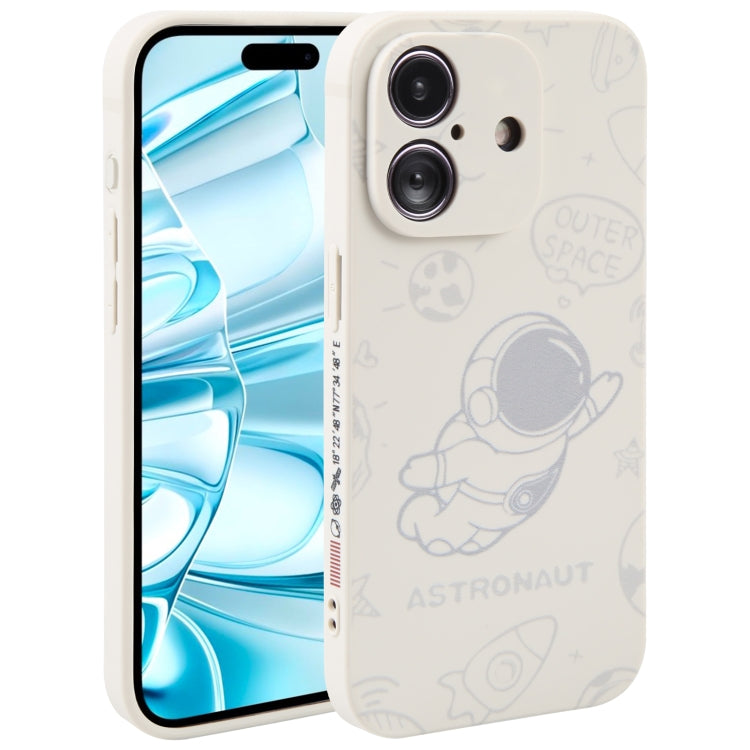 Astronaut Pattern Silicone Straight Edge Phone Case, For iPhone 16 Pro Max, For iPhone 16 Pro, For iPhone 16 Plus