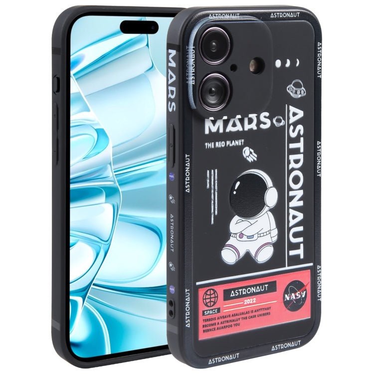 Astronaut Pattern Silicone Straight Edge Phone Case, For iPhone 16, For iPhone 15 Pro Max, For iPhone 15 Pro