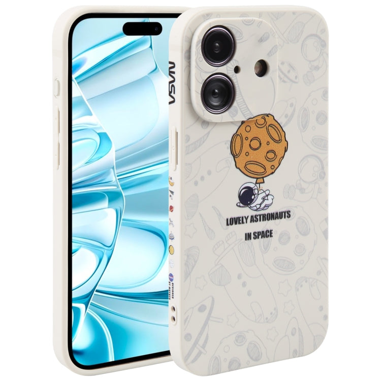 Astronaut Pattern Silicone Straight Edge Phone Case, For iPhone 16, For iPhone 15 Pro Max, For iPhone 15 Pro