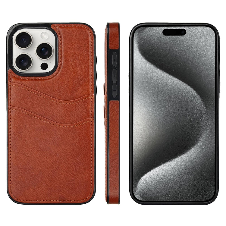 Litchi Leather Skin Card Slots Phone Case, For iPhone 16 Pro Max, For iPhone 16 Pro, For iPhone 16 Plus, For iPhone 16, For iPhone 15 Pro Max, For iPhone 15 Pro