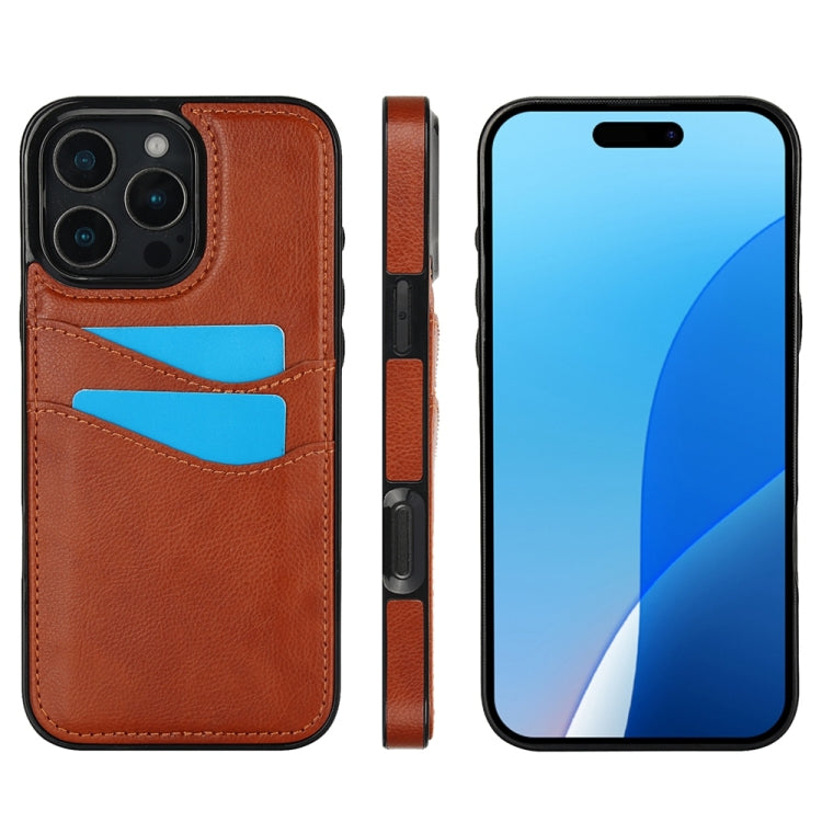 Litchi Leather Skin Card Slots Phone Case, For iPhone 16 Pro Max, For iPhone 16 Pro, For iPhone 16 Plus, For iPhone 16, For iPhone 15 Pro Max, For iPhone 15 Pro