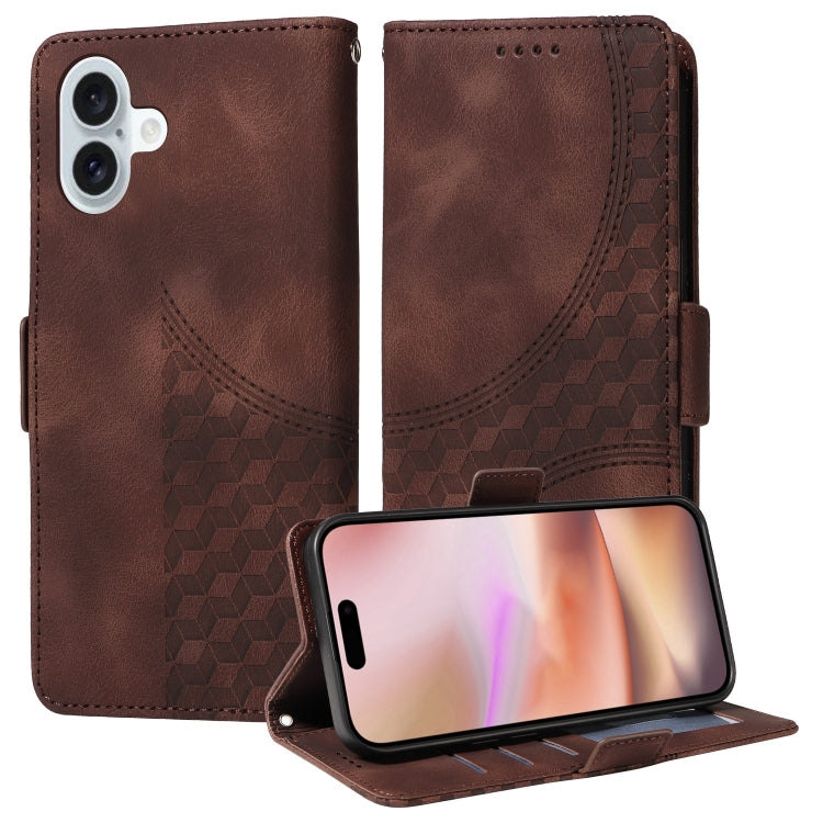 Embossed Rhombus Starry Leather Phone Case, For iPhone 16, For iPhone 15 Pro Max, For iPhone 15 Pro, For iPhone 15 Plus