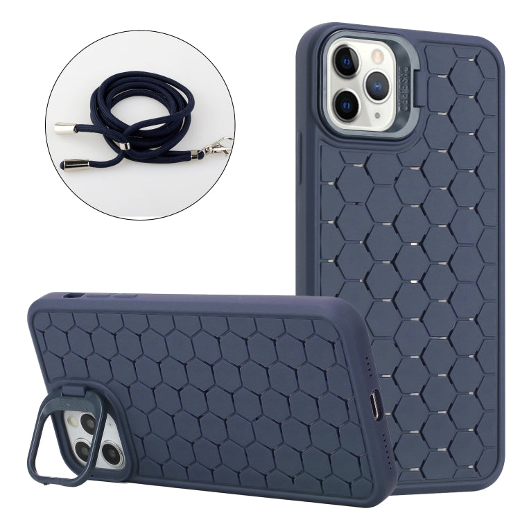 Honeycomb Radiating Lens Holder Magsafe Phone Case with Lanyard, For iPhone 16 Pro Max, For iPhone 16 Pro, For iPhone 16 Plus, For iPhone 16, For iPhone 15 Pro Max