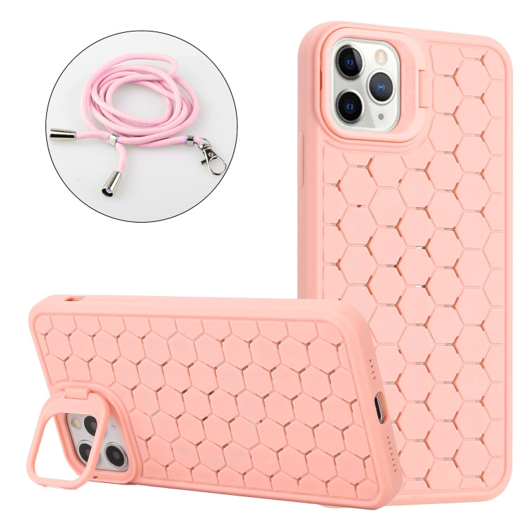 Honeycomb Radiating Lens Holder Magsafe Phone Case with Lanyard, For iPhone 16 Pro Max, For iPhone 16 Pro, For iPhone 16 Plus, For iPhone 16, For iPhone 15 Pro Max