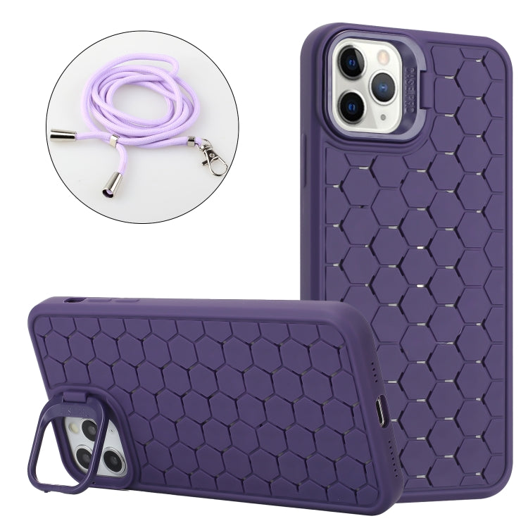 Honeycomb Radiating Lens Holder Magsafe Phone Case with Lanyard