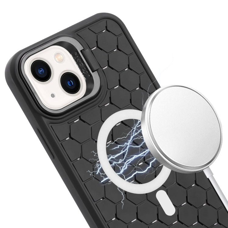 Honeycomb Radiating Lens Holder Magsafe Phone Case with Lanyard, For iPhone 14 Plus, For iPhone 14, For iPhone 14 Pro, For iPhone 14 Pro Max