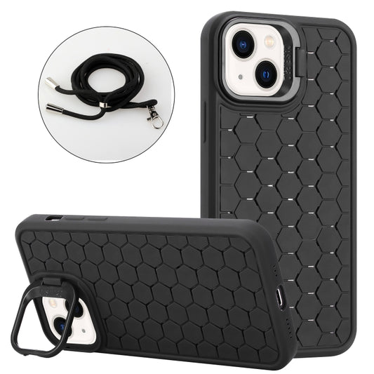 Honeycomb Radiating Lens Holder Magsafe Phone Case with Lanyard, For iPhone 14 Plus, For iPhone 14, For iPhone 14 Pro, For iPhone 14 Pro Max
