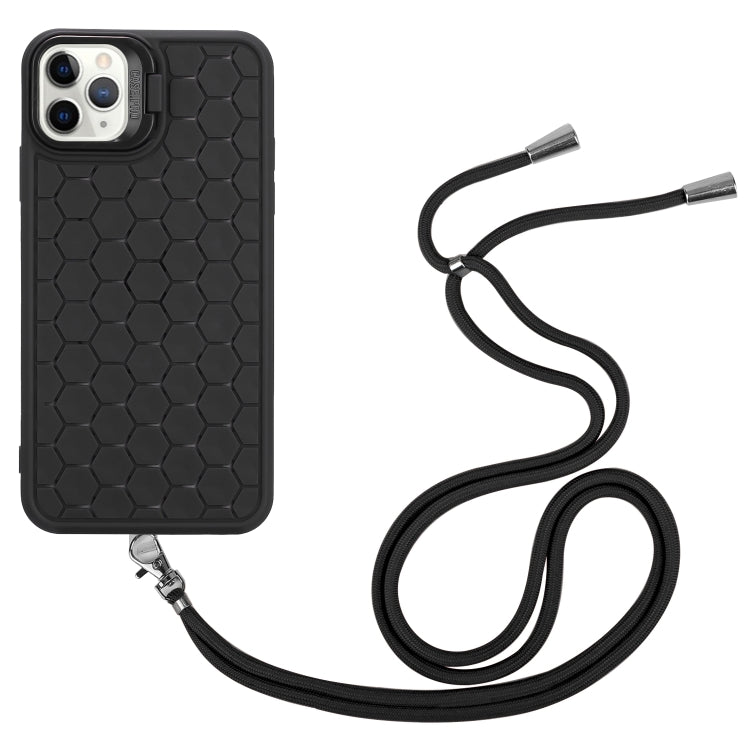 Honeycomb Radiating Lens Holder Magsafe Phone Case with Lanyard, For iPhone 11 Pro