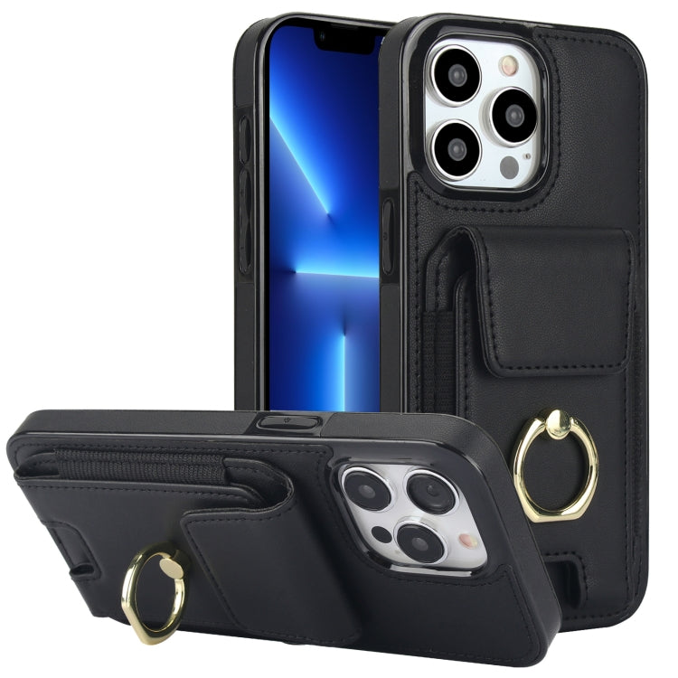 Elastic Card Bag Ring Holder Phone Case, For iPhone 13 Pro Max, For iPhone 13 Pro, For iPhone 13, For iPhone 12, For iPhone 12 Pro Max