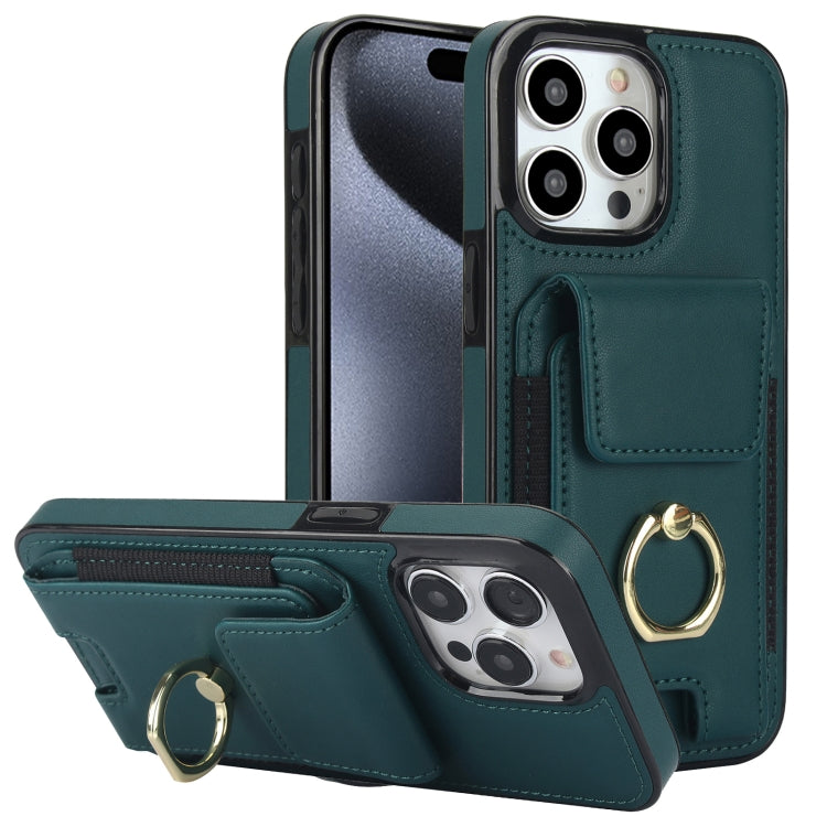 Elastic Card Bag Ring Holder Phone Case, For iPhone 16 Pro Max, For iPhone 16 Pro, For iPhone 16 Plus, For iPhone 16, For iPhone 15 Pro Max