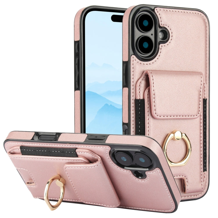 Elastic Card Bag Ring Holder Phone Case, For iPhone 16 Pro Max, For iPhone 16 Pro, For iPhone 16 Plus, For iPhone 16, For iPhone 15 Pro Max