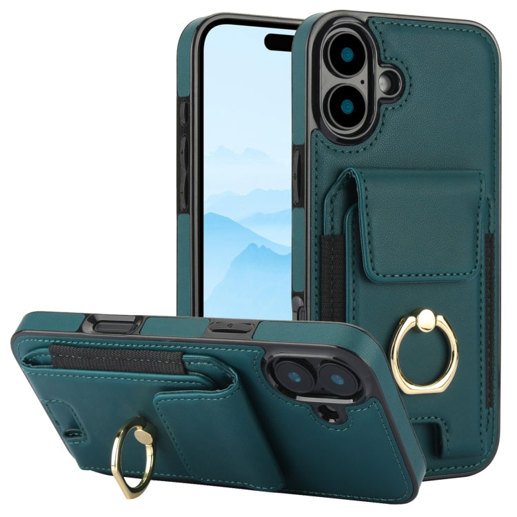 Elastic Card Bag Ring Holder Phone Case, For iPhone 16 Pro Max, For iPhone 16 Pro, For iPhone 16 Plus, For iPhone 16, For iPhone 15 Pro Max