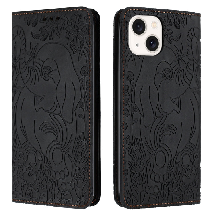 Retro Elephant Embossed Leather Phone Case, For iPhone 16 Pro Max, For iPhone 16 Pro, For iPhone 16 Plus, For iPhone 16, For iPhone 15 Pro Max, For iPhone 15 Pro, For iPhone 15 Plus, For iPhone 15