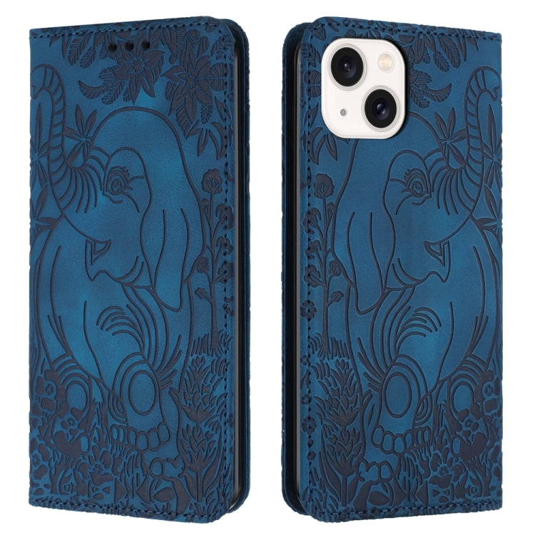 Retro Elephant Embossed Leather Phone Case, For iPhone 16 Pro Max, For iPhone 16 Pro, For iPhone 16 Plus, For iPhone 16, For iPhone 15 Pro Max, For iPhone 15 Pro, For iPhone 15 Plus, For iPhone 15