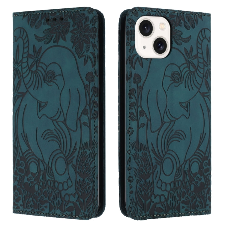 Retro Elephant Embossed Leather Phone Case, For iPhone 16 Pro Max, For iPhone 16 Pro, For iPhone 16 Plus, For iPhone 16, For iPhone 15 Pro Max, For iPhone 15 Pro, For iPhone 15 Plus, For iPhone 15