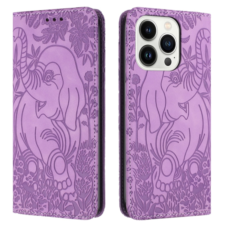 Retro Elephant Embossed Leather Phone Case, For iPhone 16 Pro Max, For iPhone 16 Pro, For iPhone 16 Plus, For iPhone 16, For iPhone 15 Pro Max, For iPhone 15 Pro, For iPhone 15 Plus, For iPhone 15