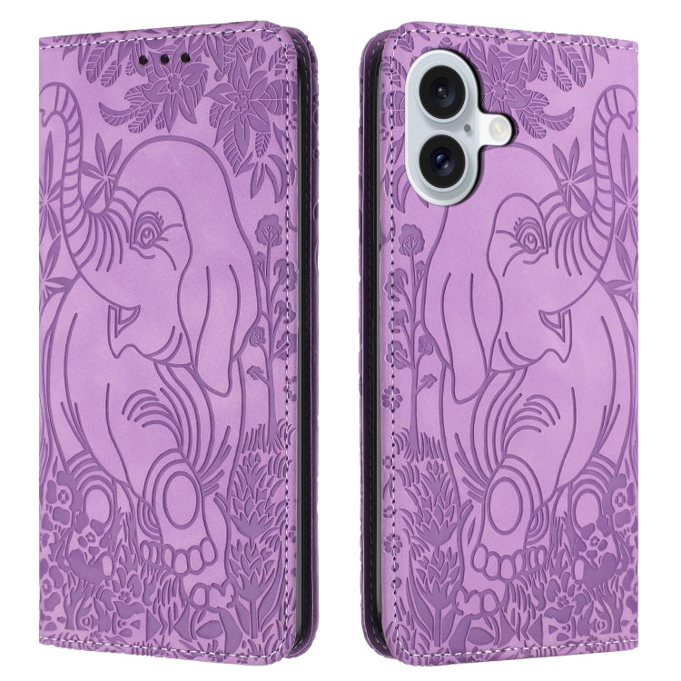 Retro Elephant Embossed Leather Phone Case, For iPhone 16 Pro Max, For iPhone 16 Pro, For iPhone 16 Plus, For iPhone 16, For iPhone 15 Pro Max, For iPhone 15 Pro, For iPhone 15 Plus, For iPhone 15