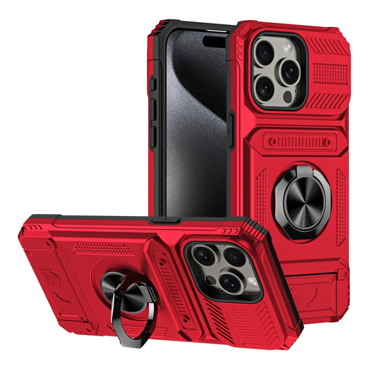 TPU+PC Shockproof Card Phone Case with Metal Ring Holder, For iPhone 15 Pro Max, For iPhone 15 Pro, For iPhone 15, For iPhone 14 Pro