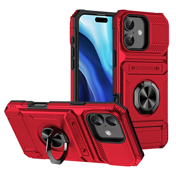 TPU+PC Shockproof Card Phone Case with Metal Ring Holder, For iPhone 16 Pro Max, For iPhone 16 Pro, For iPhone 16 Plus, For iPhone 16, For iPhone 15 Pro Max