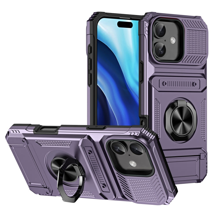 TPU+PC Shockproof Card Phone Case with Metal Ring Holder, For iPhone 16 Pro Max, For iPhone 16 Pro, For iPhone 16 Plus, For iPhone 16, For iPhone 15 Pro Max