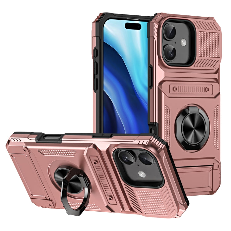 TPU+PC Shockproof Card Phone Case with Metal Ring Holder, For iPhone 16 Pro Max, For iPhone 16 Pro, For iPhone 16 Plus, For iPhone 16, For iPhone 15 Pro Max