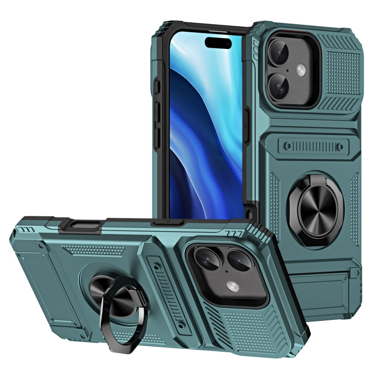 TPU+PC Shockproof Card Phone Case with Metal Ring Holder, For iPhone 16 Pro Max, For iPhone 16 Pro, For iPhone 16 Plus, For iPhone 16, For iPhone 15 Pro Max