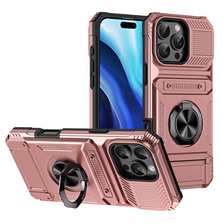 TPU+PC Shockproof Card Phone Case with Metal Ring Holder, For iPhone 16 Pro Max, For iPhone 16 Pro, For iPhone 16 Plus, For iPhone 16, For iPhone 15 Pro Max