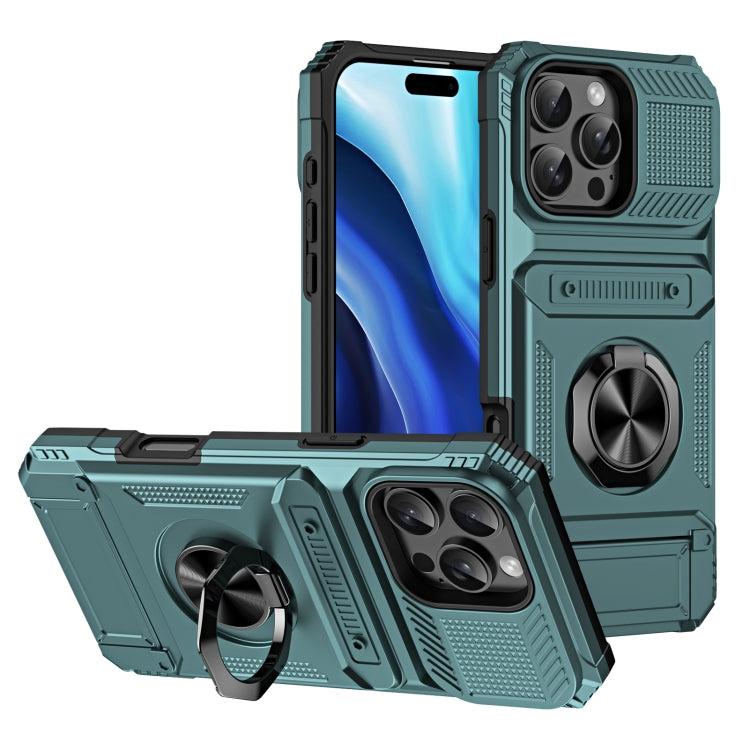 TPU+PC Shockproof Card Phone Case with Metal Ring Holder, For iPhone 16 Pro Max, For iPhone 16 Pro, For iPhone 16 Plus, For iPhone 16, For iPhone 15 Pro Max