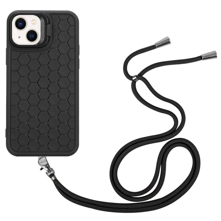 Honeycomb Radiating Holder TPU Phone Case with Lanyard, For iPhone 14 Plus, For iPhone 14, For iPhone 14 Pro, For iPhone 14 Pro Max