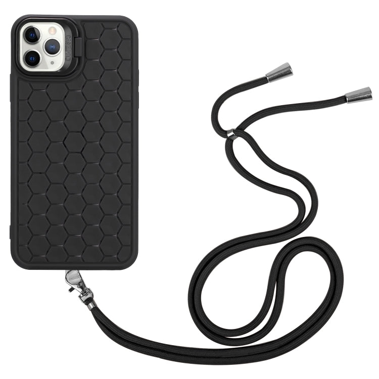 Honeycomb Radiating Holder TPU Phone Case with Lanyard, For iPhone 11 Pro