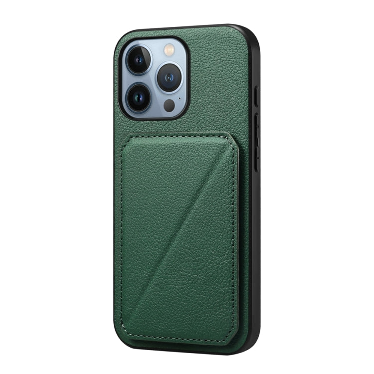 D04 Calf Texture Dual Card Slot Holder Phone Case, For iPhone 15, For iPhone 14 Plus, For iPhone 14, For iPhone 14 Pro, For iPhone 14 Pro Max, For iPhone 13 Pro Max, For iPhone 13 Pro, For iPhone 13