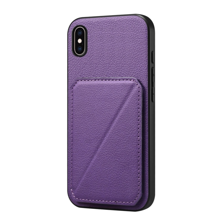 D04 Calf Texture Dual Card Slot Holder Phone Case, For iPhone XS Max, For iPhone 7 Plus / 8 Plus