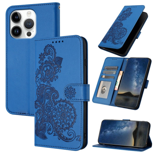 Datura Flower Embossed Flip Leather Phone Case, For iPhone 16 Pro, For iPhone 16 Plus, For iPhone 16
