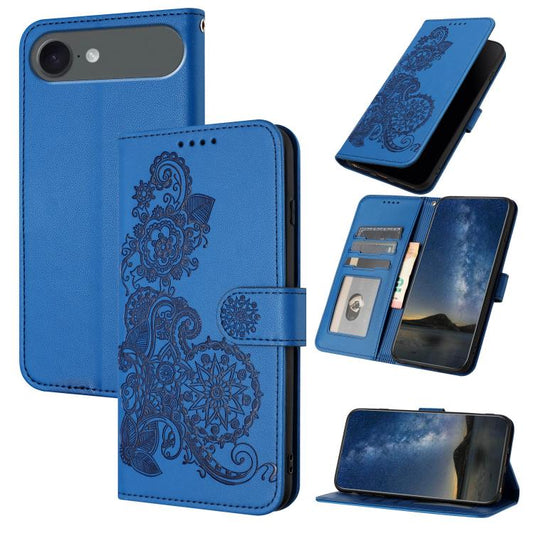 Datura Flower Embossed Flip Leather Phone Case, For iPhone 17 Air, iPhone 16e, For iPhone 16 Pro Max