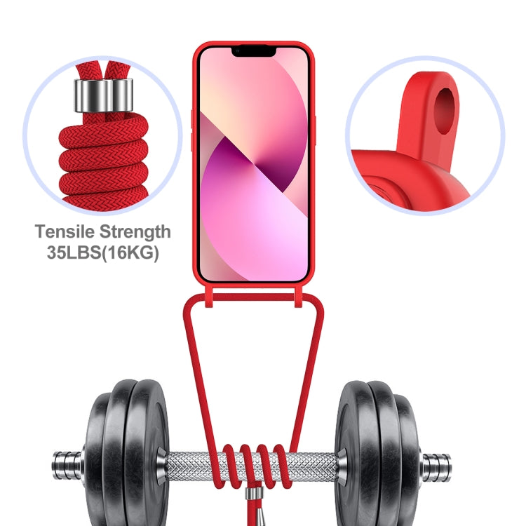 Integrated Card Bag Solid Color Liquid Silicone Phone Case with Lanyard, For iPhone 14 Plus, For iPhone 14, For iPhone 14 Pro, For iPhone 14 Pro Max, For iPhone 13 Pro Max, For iPhone 13 Pro, For iPhone 13, For iPhone 12