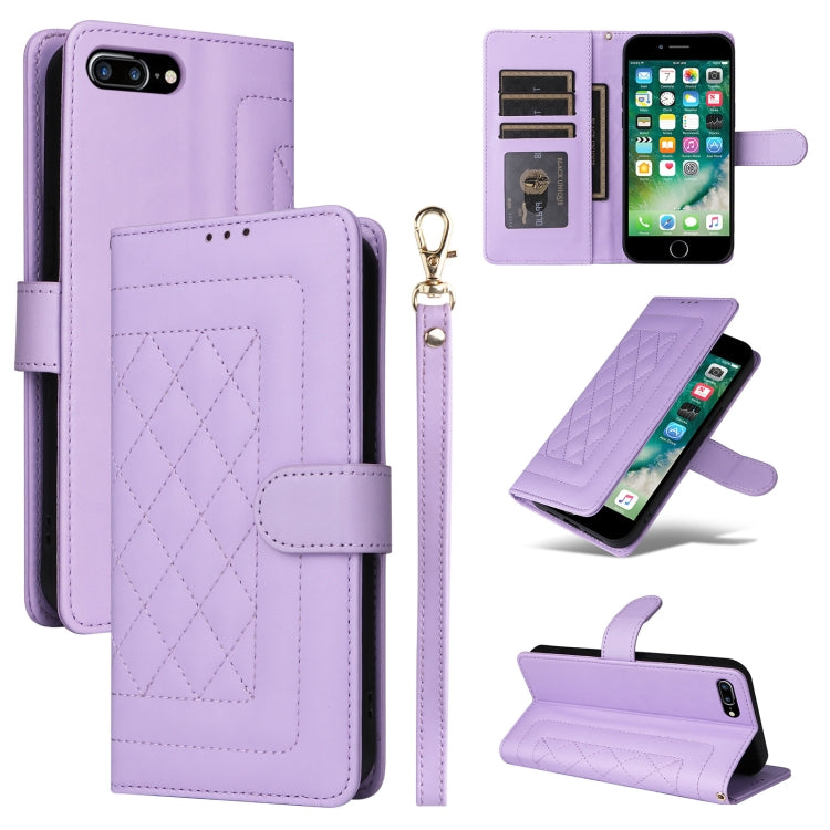 Diamond Lattice Leather Flip Phone Case, For iPhone 8 Plus / 7 Plus