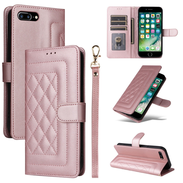 Diamond Lattice Leather Flip Phone Case, For iPhone 8 Plus / 7 Plus