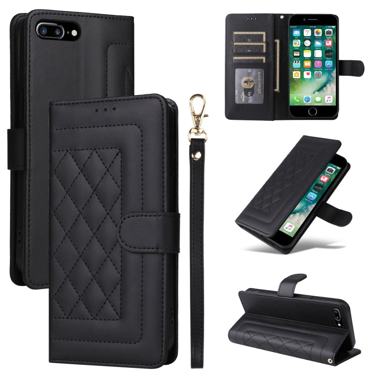 Diamond Lattice Leather Flip Phone Case, For iPhone 8 Plus / 7 Plus