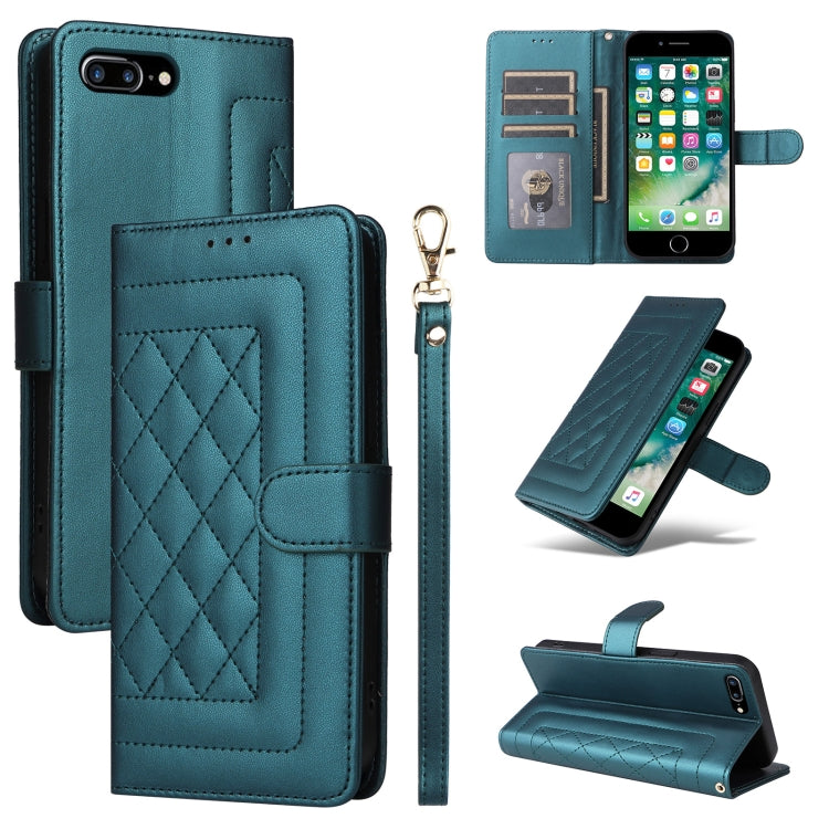 Diamond Lattice Leather Flip Phone Case, For iPhone 8 Plus / 7 Plus