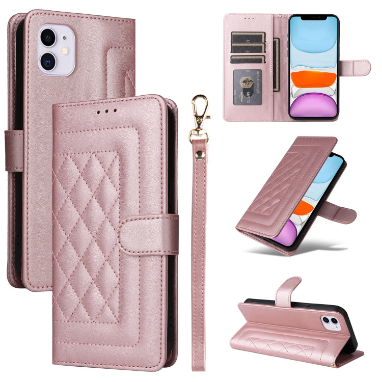 Diamond Lattice Leather Flip Phone Case, For iPhone 12 / 12 Pro, For iPhone 12 Pro Max, For iPhone 11 Pro Max, For iPhone 11