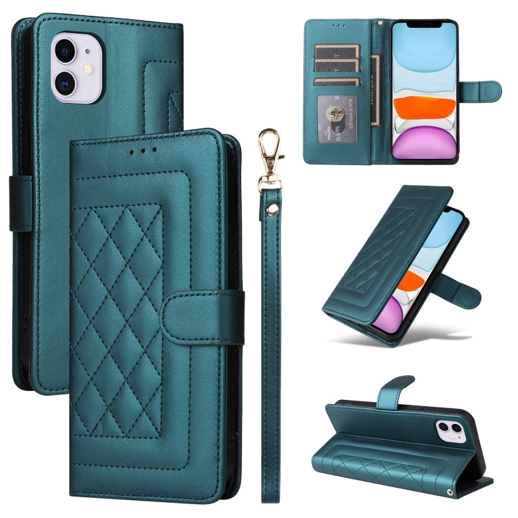 Diamond Lattice Leather Flip Phone Case, For iPhone 12 / 12 Pro, For iPhone 12 Pro Max, For iPhone 11 Pro Max, For iPhone 11